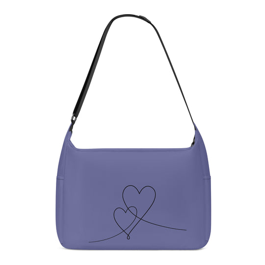 Ti Amo I love you - Exclusive Brand - Dark Blue Grey - Double Script Heart - Journey Computer Shoulder Bag