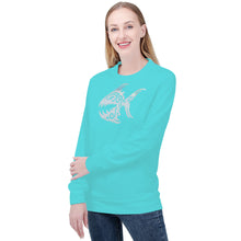 Load image into Gallery viewer, Ti Amo I love you - Exclusive Brand  - Medium Turquoise Blue -Angry Fish - Women&#39;s Sweatshirt
