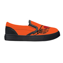 Load image into Gallery viewer, Ti Amo I love you - Exclusive Brand - Orange - Skeleton Hands with Heart - Kids Slip-on shoes - Black Soles
