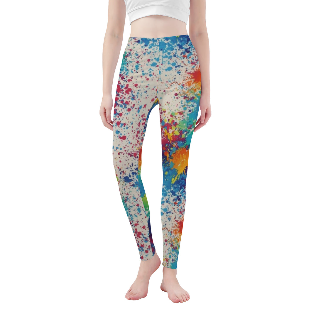 Ti Amo I love you - Exclusive Brand - Silk Colored - Colorful Splatter - Womens / Teen Girls / Womens Plus Size - Yoga Leggings - Sizes XS-3XL