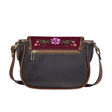 Load image into Gallery viewer, Ti Amo I love you - Exclusive Brand - Maroon Oak - Floral Bouquet - Saddle Bag
