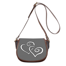 Load image into Gallery viewer, Ti Amo I love you - Exclusive Brand - Dove Gray - Double White Heart - Saddle Bag
