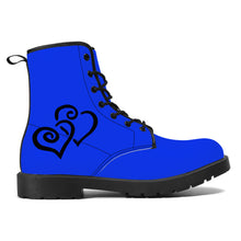 Load image into Gallery viewer, Ti Amo I love you Exclusive Brand - Blue Blue Eyes - Double Black Heart - Synthetic Leather Boots
