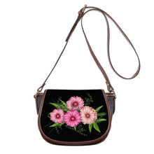 Load image into Gallery viewer, Ti Amo I love you - Exclusive Brand - Black - Pink Floral - Saddle Bag
