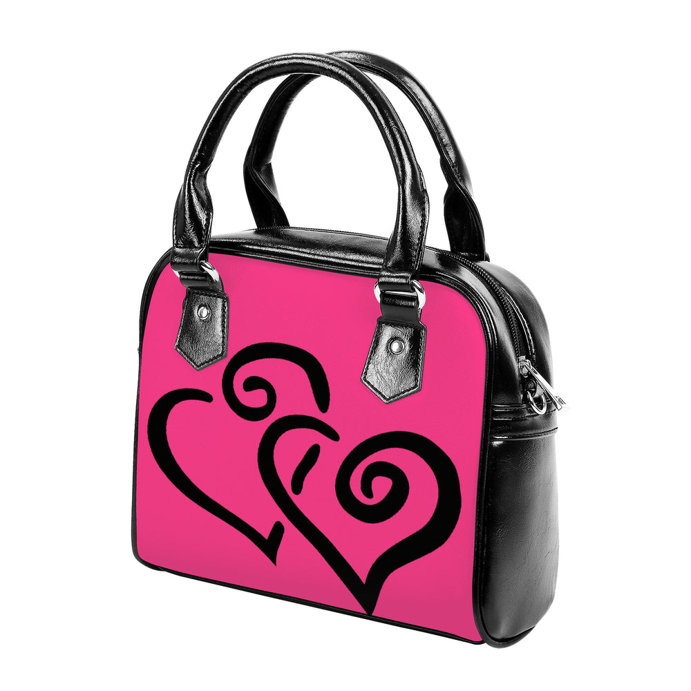 Ti Amo I love you - Exclusive Brand - Violet Red - Double Black Heart -  Shoulder Handbag