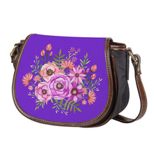 Load image into Gallery viewer, Ti Amo I love you - Exclusive Brand - Purple Heart - Floral Bouquet- Saddle Bag
