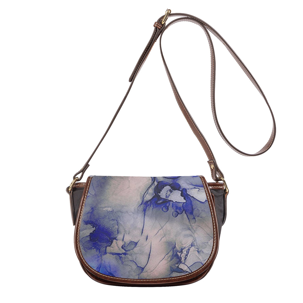 Ti Amo I love you - Exclusive Brand - Silk with Chambray Flowers - Saddle Bag