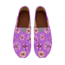 Load image into Gallery viewer, Ti Amo I love you  - Exclusive Brand  - Medium Magenta with Flowers - Womens Casual Flats -  Ladies Driving Shoes
