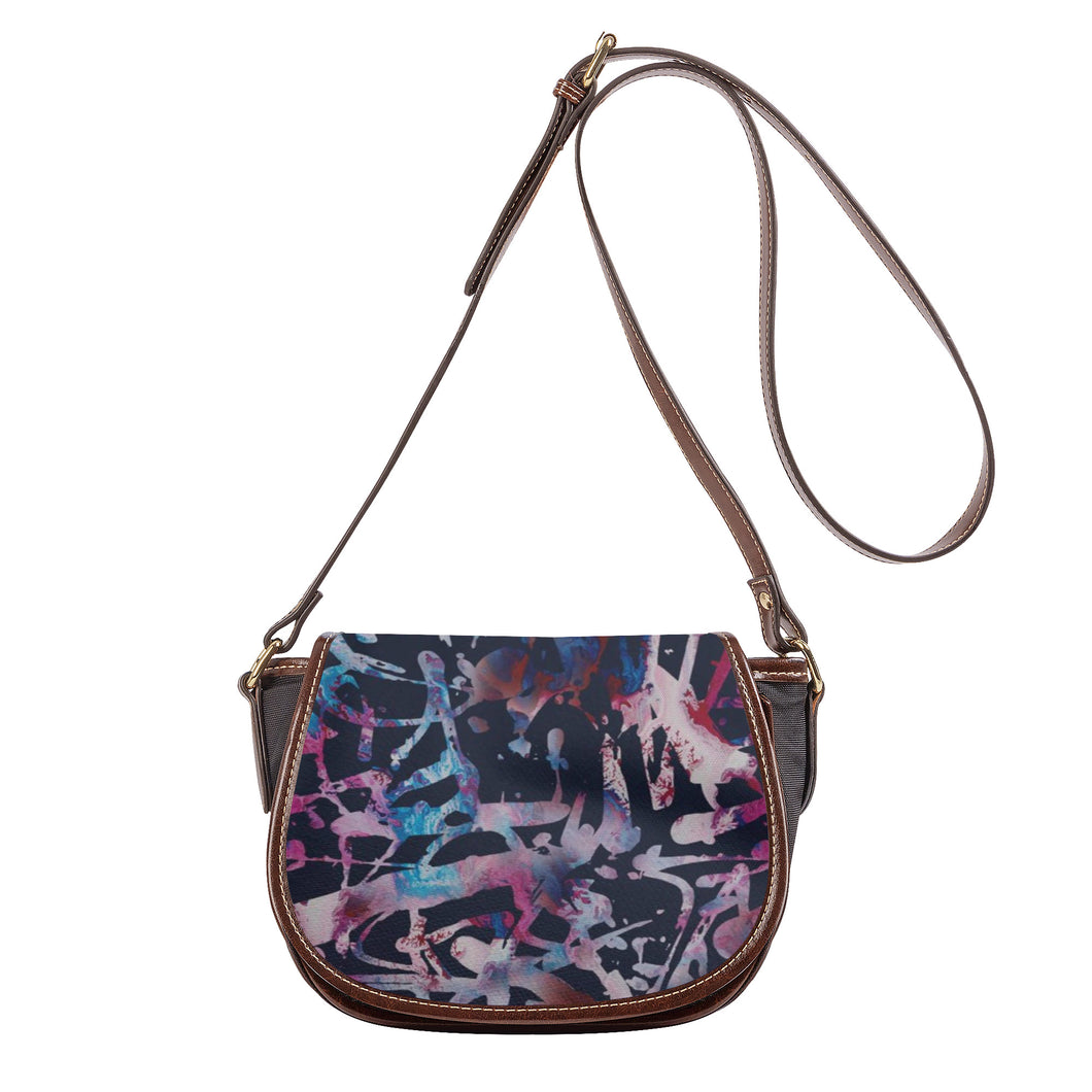 Ti Amo I love you - Exclusive Brand - Charade with Disco & Astral Floral Pattern - Saddle Bag