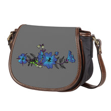 Load image into Gallery viewer, Ti Amo I love you - Exclusive Brand  - Dove Gray - Blue Floral -  Saddle Bag
