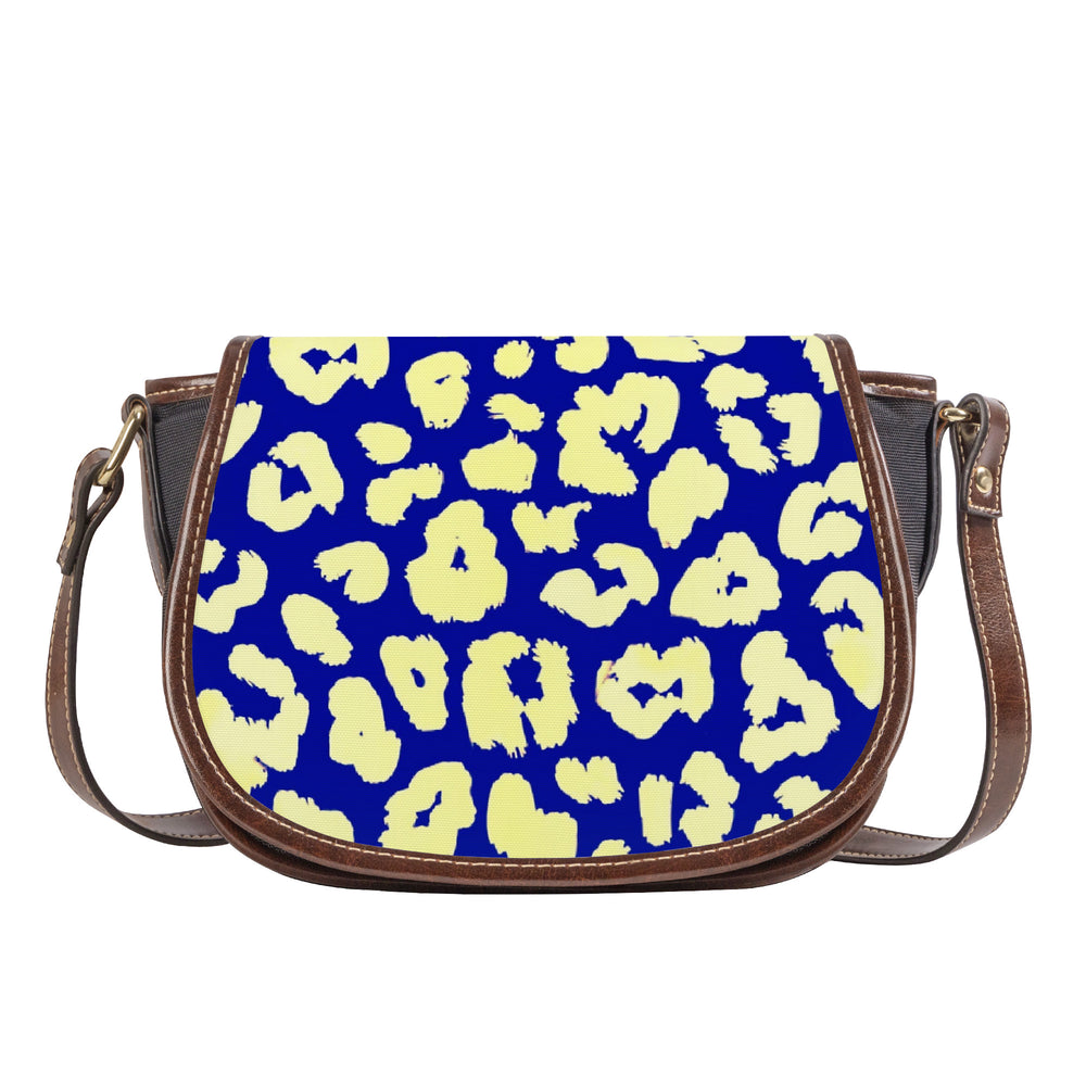 Ti Amo I love you - Exclusive Brand - International Klein Blue, Canary & Cornfield Animal Pattern - Saddle Bag