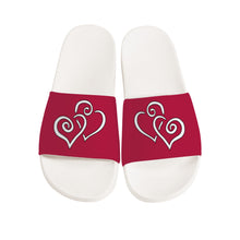 Load image into Gallery viewer, Ti Amo I love you - Cardinal - Double White Heart - Slide Sandals - White Soles
