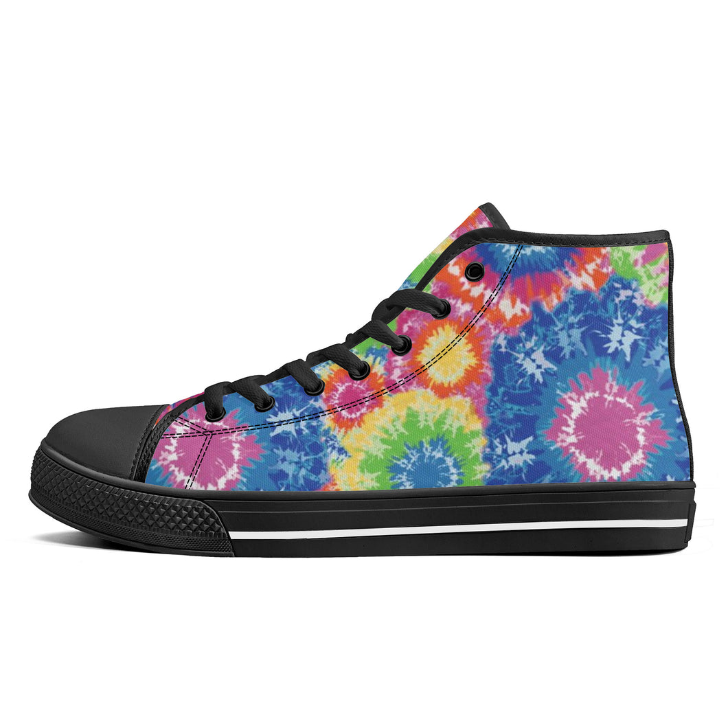 Ti Amo I love you - Exclusive Brand - Tie-Dye- High-Top Canvas Shoes - Black Soles