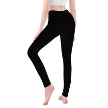 Load image into Gallery viewer, Ti Amo I love you - Exclusive Brand - Black - Double White Heart -Womens / Teen Girls / Womens Plus Size - Yoga Leggings -Sizes XS-3XL
