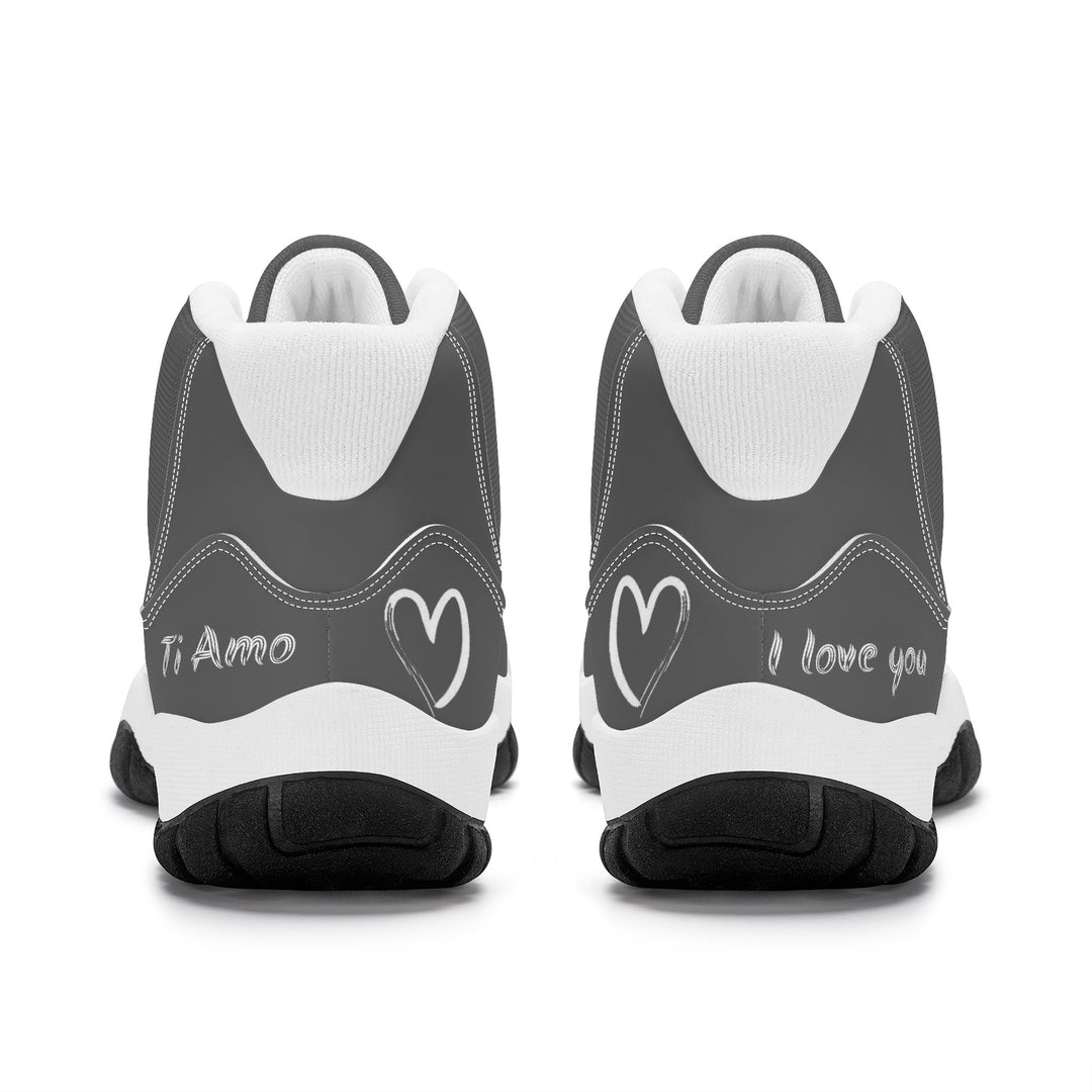 Ti Amo I love you - Exclusive Brand - Davy's Grey - White Lettering - High Top Air Retro Sneakers - White