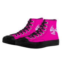 Load image into Gallery viewer, Ti Amo I love you - Exclusive Brand  - Hollywood Cerise - Angry Fish - High Top Canvas Shoes - Black  Soles
