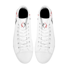 Load image into Gallery viewer, Ti Amo I love you - Exclusive Brand - White - Hannerhead Sharks - Womens High-Top Canvas Shoes - White Soles
