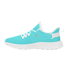 Load image into Gallery viewer, Ti Amo I love you - Exclusive Brand - Medium Turquoise Blue -  Double Heart - Womens Mesh Knit Shoes - White Soles
