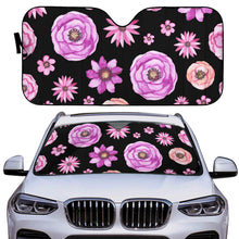 Load image into Gallery viewer, Ti Amo I love you - Exclusive Brand  - Black with  Aundown, Lavender Magenta &amp; Fushia Pink Flowers - Auto Sun Shades
