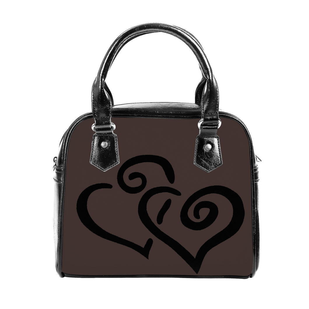 Ti Amo I love you - Exclusive Brand - Chicory Coffee - Double Black Heart -  Shoulder Handbag