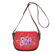 Load image into Gallery viewer, Ti Amo I love you - Exclusive Brand - Amaranth Red - Floral Bouquet - Saddle Bag
