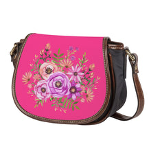 Load image into Gallery viewer, Ti Amo I love you - Exclusive Brand - French Fushia - Floral Bouquet - Saddle Bag
