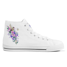 Load image into Gallery viewer, Ti Amo I love you - Exclusive Brand - Floral / Bird/ Butterfly - Womens High-Top Canvas Shoes - White Soles
