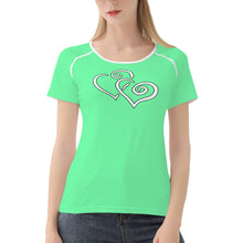 Load image into Gallery viewer, TI Amo I love you - Exclusive Brand - Aquamarine 2 - Double White Heart - Women&#39;s T shirt
