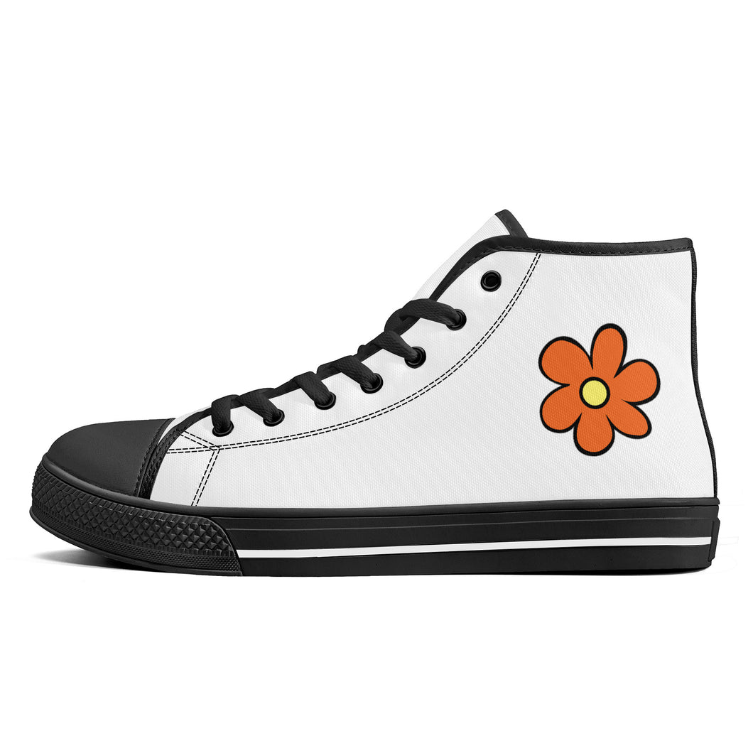 Ti Amo I love you - Exclusive Brand - Orange Flower - High-Top Canvas Shoes - Black Soles