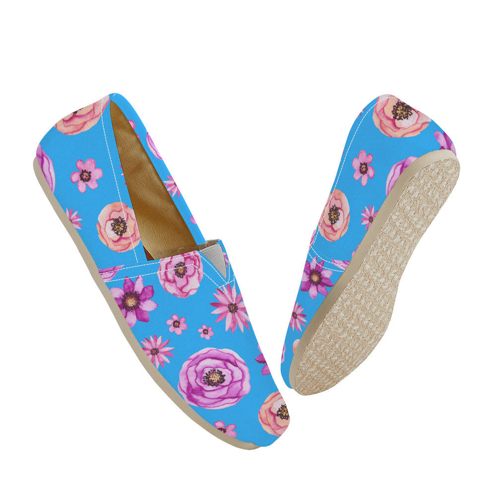 Ti Amo I love you- Exclusive Brand - Sky Blue with Flowers - Casual Flat Driving Shoe