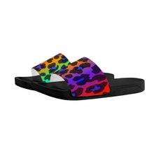 Load image into Gallery viewer, Ti Amo I love you  - Exclusive Brand - Rainbow Animal Pattern - Womens / Childrens  / Youth  - Slide Sandals - Black Soles
