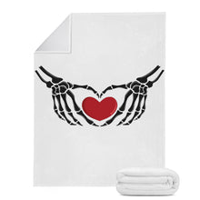 Load image into Gallery viewer, Ti Amo I love you - Exclusive Brand - White - Skeleton Hands with Heart - Micro Fleece Blankets
