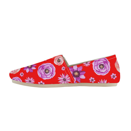 Ti Amo I love you - Exclusive Brand  -Red with Flowers - Casual Flat Driving Shoe