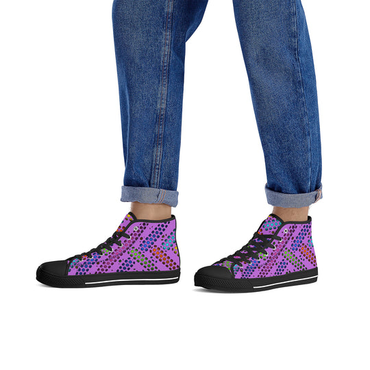 Ti Amo I love you - Exclusive Brand - Lavender - Deco Dots - High-Top Canvas Shoes - Black Soles