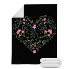 Load image into Gallery viewer, Ti Amo I love you - Exclusive Brand - Black Floral Heart - Blankets
