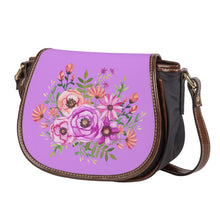 Load image into Gallery viewer, Ti Amo I love you - Exclusive Brand - Bright Lilac - Floral Bouquet - Saddle Bag
