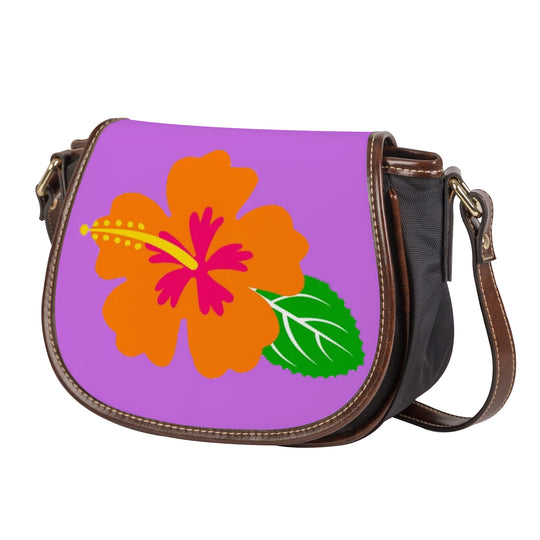 Ti Amo I love you - Exclusive Brand - Lavender  - Hawaiian Flower - Saddle Bag