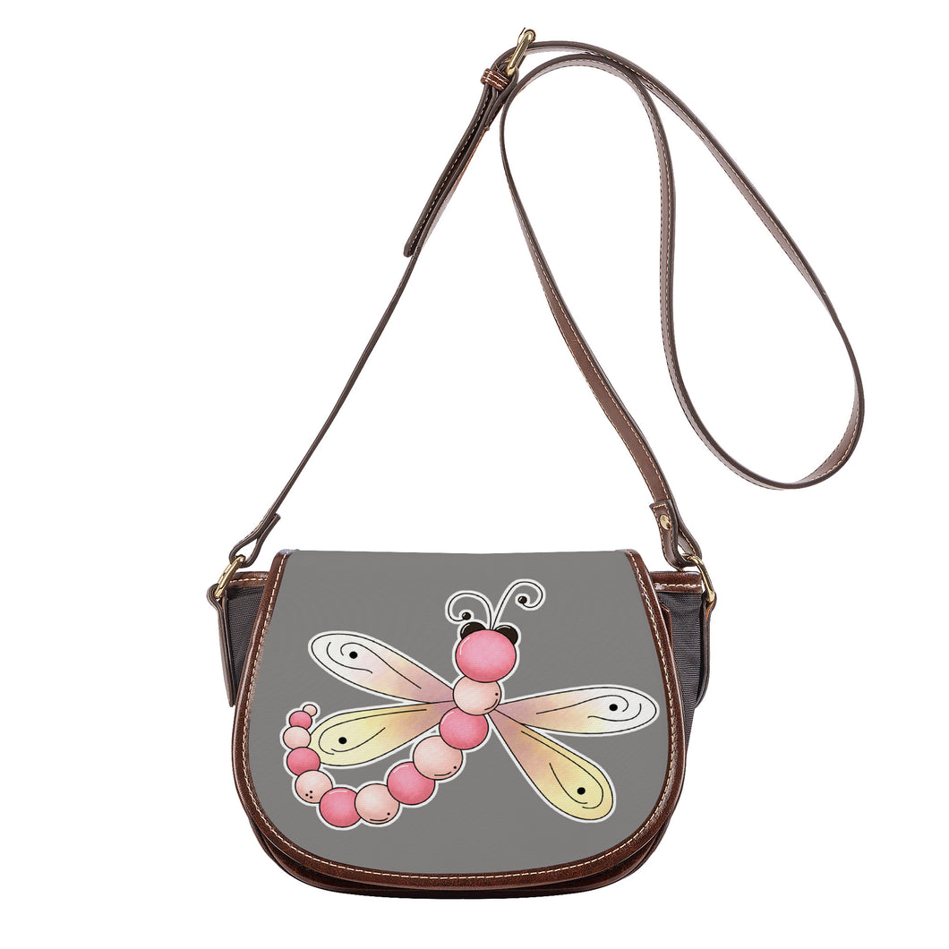 Ti Amo I love you - Exclusive Brand  - Natural Gray - Dragonfly - Saddle Bag