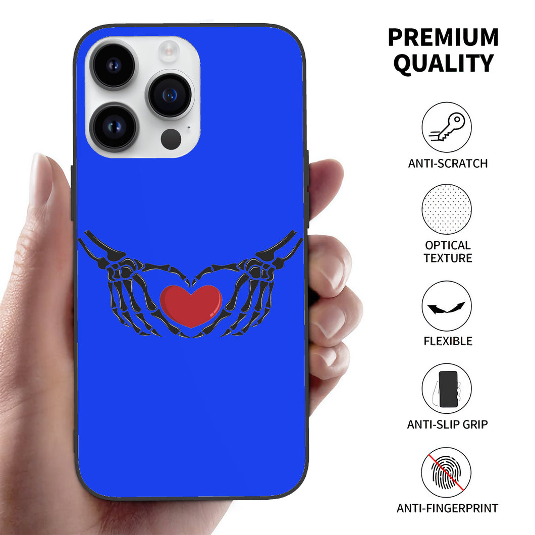 Ti Amo I love you - Exclusive Brand - Blue Blue Eyes - Skeleton Hands with Heart -  Apple 14 PC Phone Case (3 cameras)