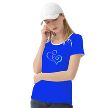 Load image into Gallery viewer, Ti Amo I love you - Exclusive Brand - Blue Blue Eyes - Double Cyan Heart - Women&#39;s T shirt
