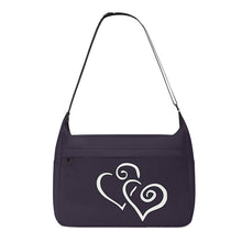 Load image into Gallery viewer, Ti Amo I love you - Exclusive Brand - Blackcurrant- Double White Heart - Journey Computer Shoulder Bag
