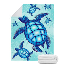 Load image into Gallery viewer, Ti Amo I love you - Exclusive Brand - Medium Turquoise Blue - Turtles - Micro Fleece Blankets
