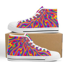 Load image into Gallery viewer, Ti Amo I love you - Exclusive Brand - Rainbow  - High-Top Canvas Shoes With Customized Tongue - White
