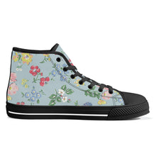 Load image into Gallery viewer, Ti Amo I love you - Exclusive Brand - Jungle Mist with Flowers - High-Top Canvas Shoes - Black
