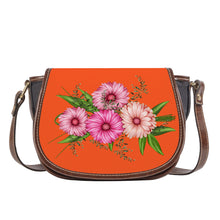 Load image into Gallery viewer, Ti Amo I love you - Exclusive Brand - Orange - Pink Floral - Saddle Bag
