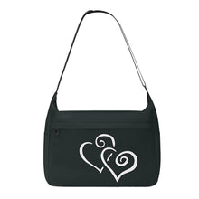 Load image into Gallery viewer, Ti Amo I love you - Exclusive Brand - Mars Black - Double White Heart - Journey Computer Shoulder Bag
