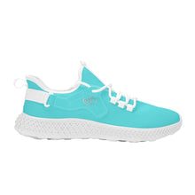 Load image into Gallery viewer, Ti Amo I love you - Exclusive Brand - Medium Turquoise Blue -  Double Heart - Womens Mesh Knit Shoes - White Soles
