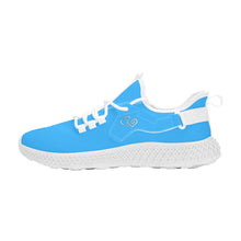 Load image into Gallery viewer, Ti Amo I love you - Exclusive Brand  - Medium Cyan Blue - Double Heart - Womens Mesh Knit Shoes - White Soles
