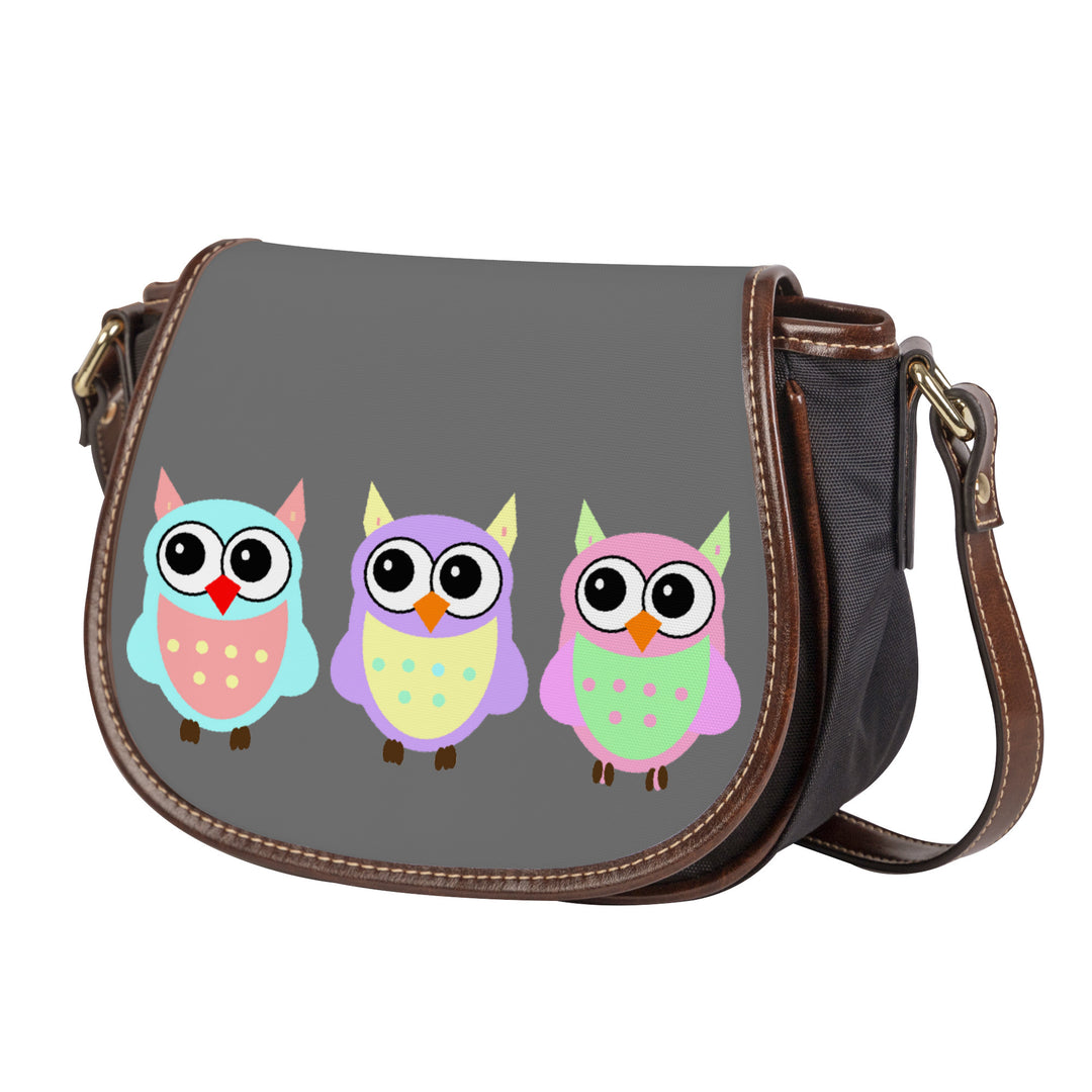 Ti Amo I love you - Exclusive Brand  - Dove Gray - 3 Owls -  Saddle Bag