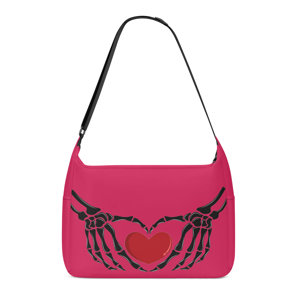 Ti Amo I love you - Exclusive Brand - Cerise Red 2 - Skeleton Heart Hands  -  Journey Computer Shoulder Bag